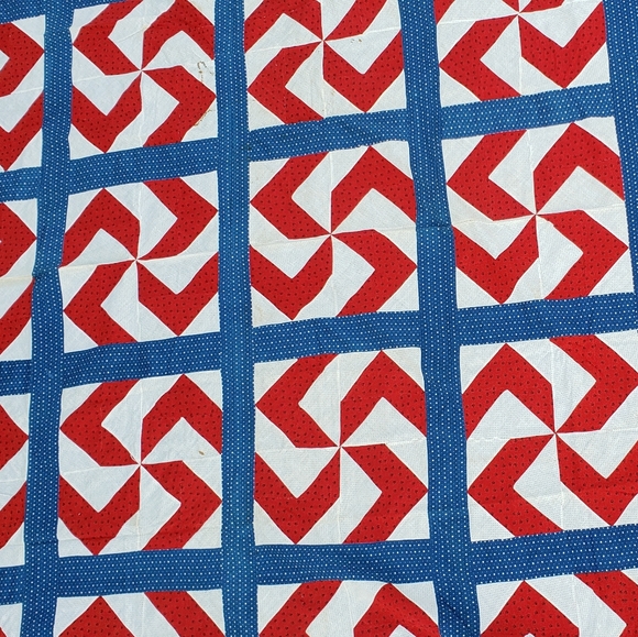 Vintage Quilt Topper 1950s Moder Art item has some holes and stains Shabby Chic - Picture 2 of 4